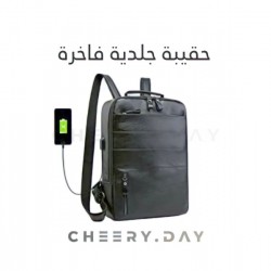 حقيبة ظهر جلدية مقاومة للماء مع منفذ USB